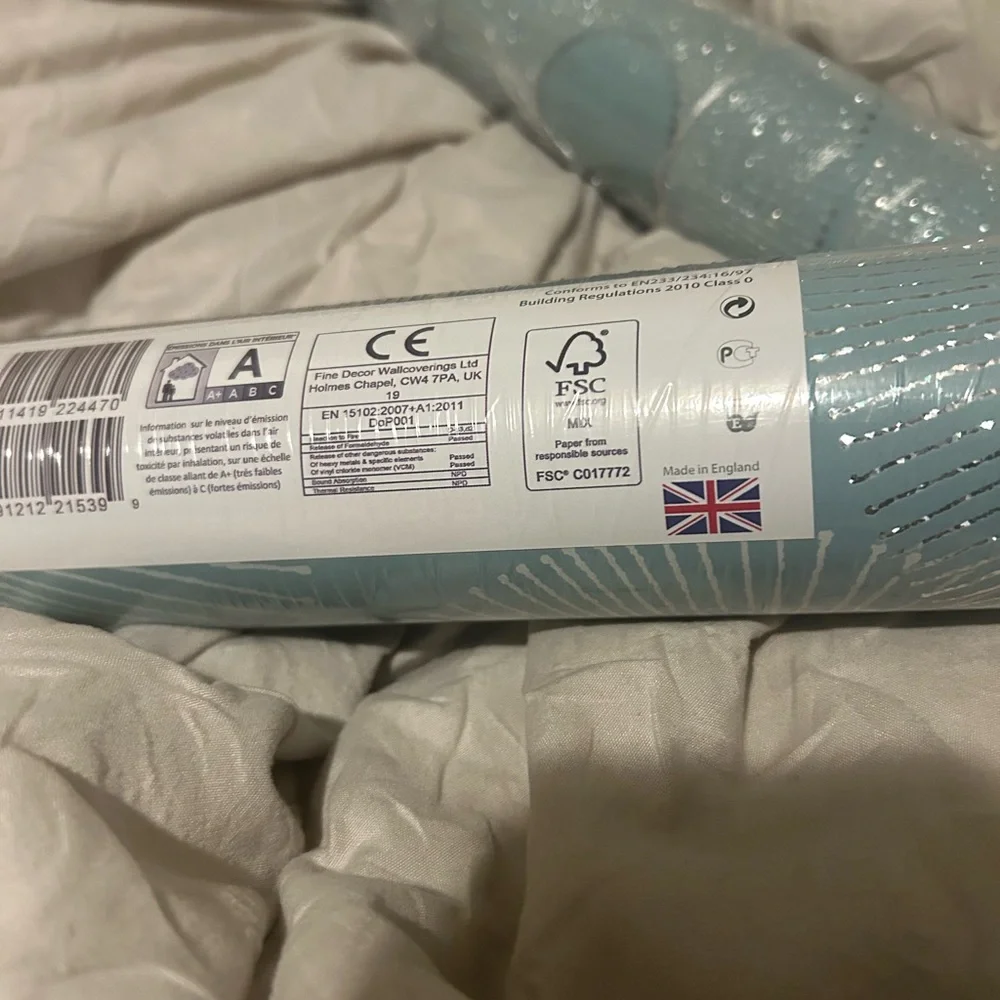 Exclusive Wallcoverings Eternity Blue Geometric Pattern Discontinued 2 Dbl Rolls